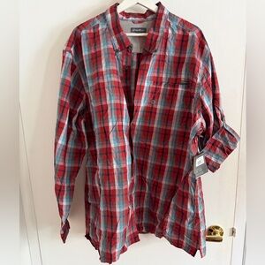 NWT Eddie Bauer Travel Plaid Button-Up Shirt